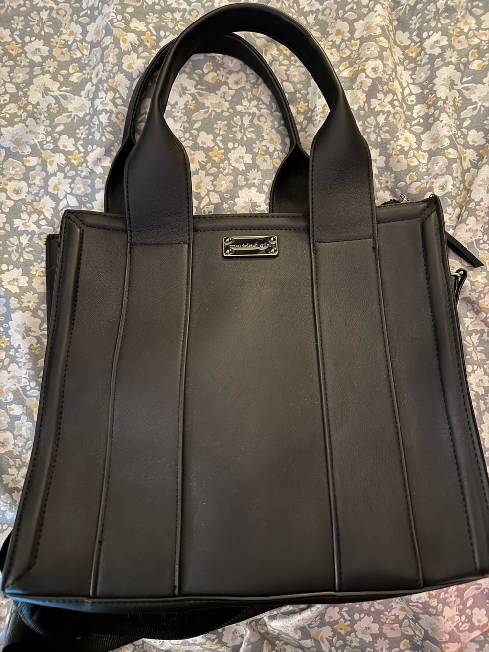 Steve Madden Black Structured Laptop Tote